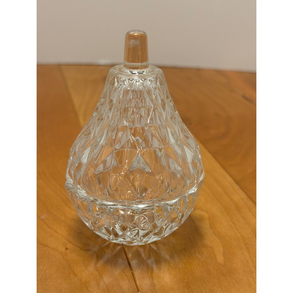 Vintage Italian Pressed Glass Pear Trinket Dish (Cut‑Glass Style)